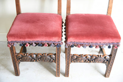 Pair of Late 19th Century Spanish Renaissance Revival Walnut Side Chairs