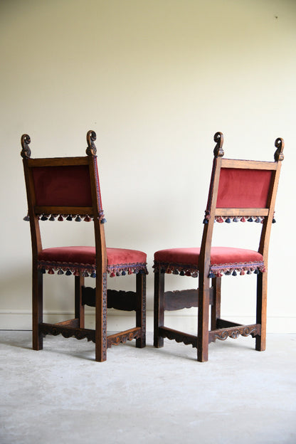 Pair of Late 19th Century Spanish Renaissance Revival Walnut Side Chairs