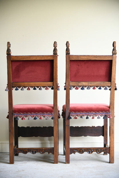 Pair of Late 19th Century Spanish Renaissance Revival Walnut Side Chairs