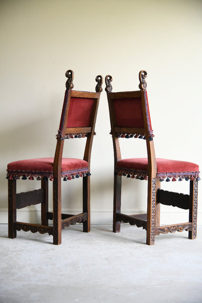 Pair of Late 19th Century Spanish Renaissance Revival Walnut Side Chairs
