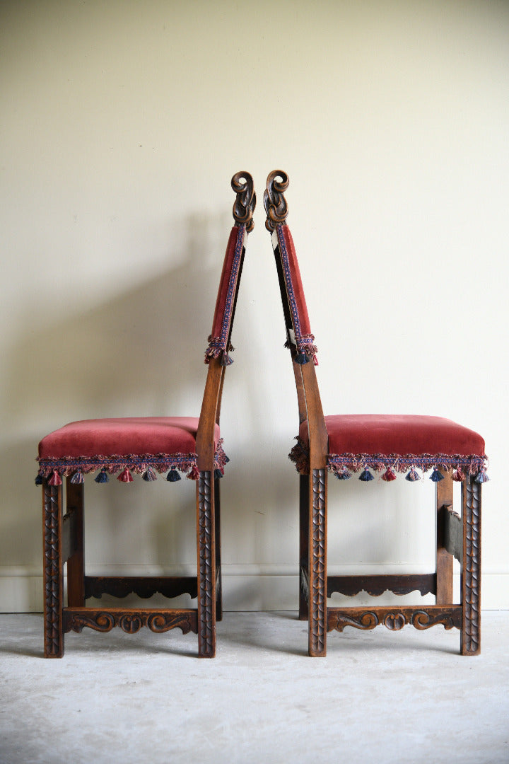 Pair of Late 19th Century Spanish Renaissance Revival Walnut Side Chairs