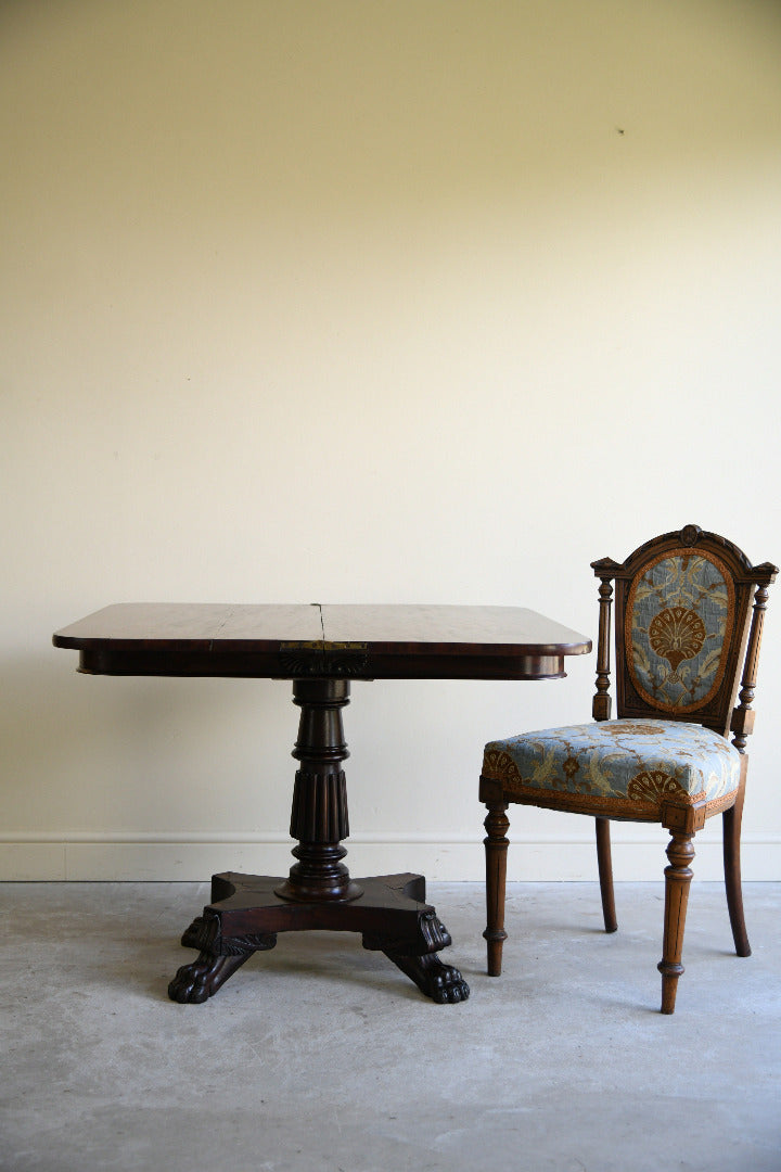 Mahogany Fold Over Pedestal Table with Carved Paw Feet