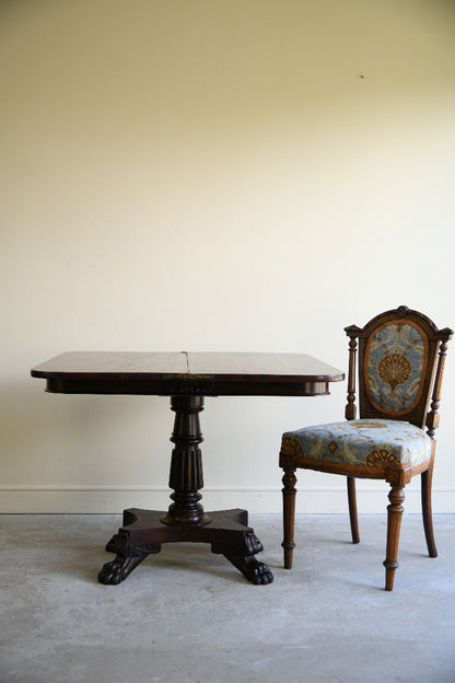 Mahogany Fold Over Pedestal Table with Carved Paw Feet