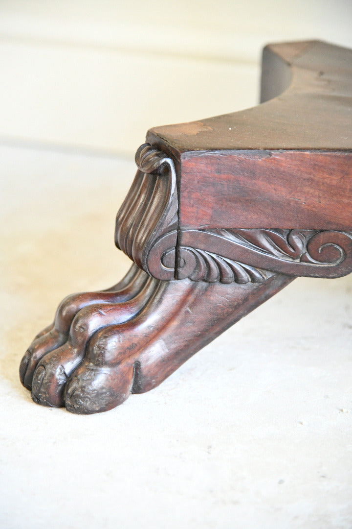 Mahogany Fold Over Pedestal Table with Carved Paw Feet