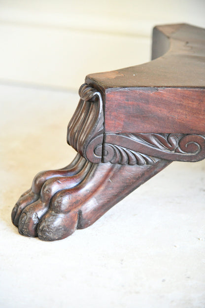 Mahogany Fold Over Pedestal Table with Carved Paw Feet