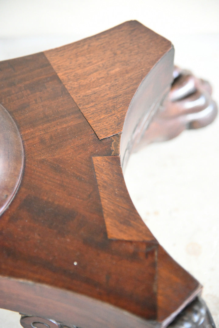 Mahogany Fold Over Pedestal Table with Carved Paw Feet