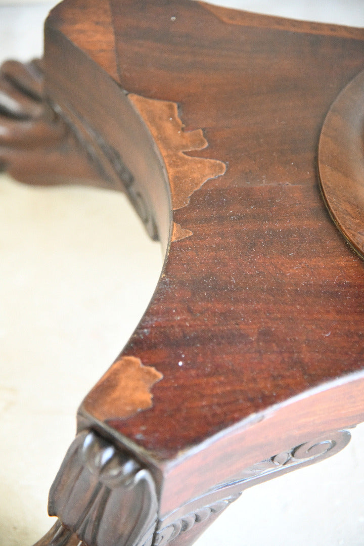 Mahogany Fold Over Pedestal Table with Carved Paw Feet