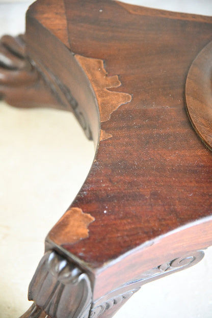 Mahogany Fold Over Pedestal Table with Carved Paw Feet