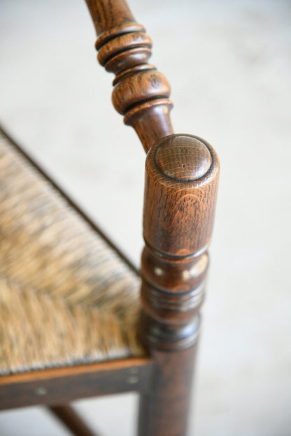 Antique Oak Turners Chair with Rush Seat