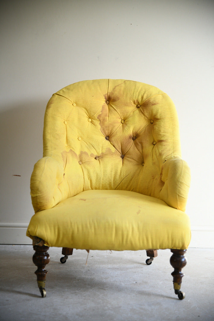 Victorian Button Back Armchair for Reupholstery