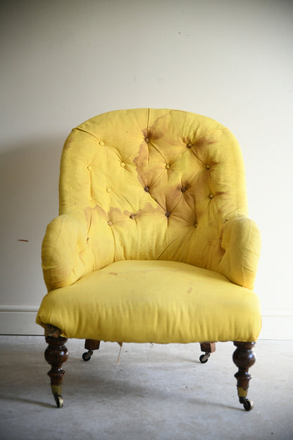 Victorian Button Back Armchair for Reupholstery
