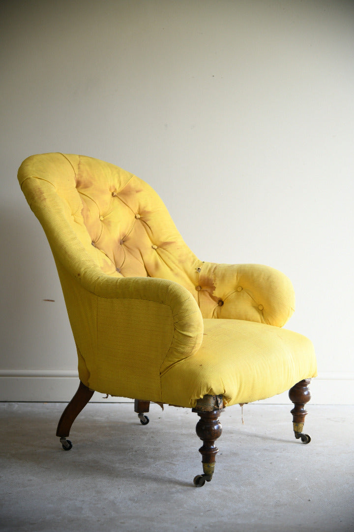 Victorian Button Back Armchair for Reupholstery