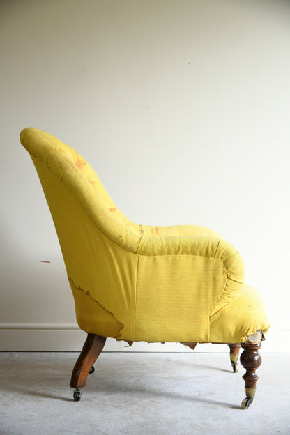 Victorian Button Back Armchair for Reupholstery