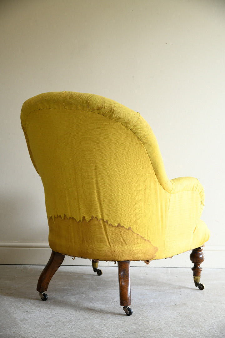 Victorian Button Back Armchair for Reupholstery