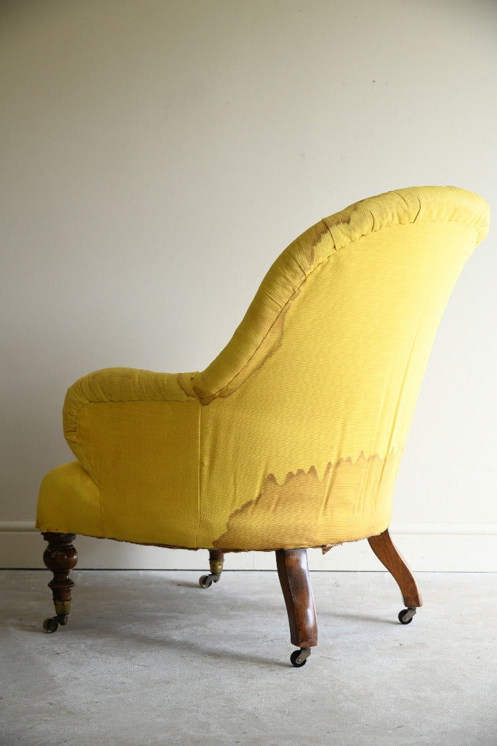 Victorian Button Back Armchair for Reupholstery