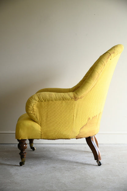 Victorian Button Back Armchair for Reupholstery