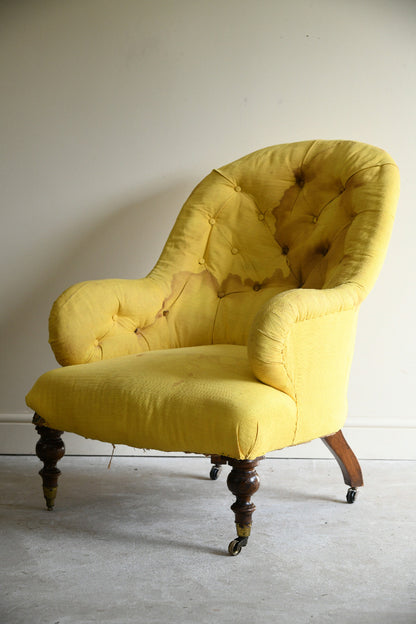 Victorian Button Back Armchair for Reupholstery