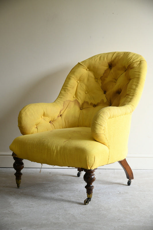 Victorian Button Back Armchair for Reupholstery