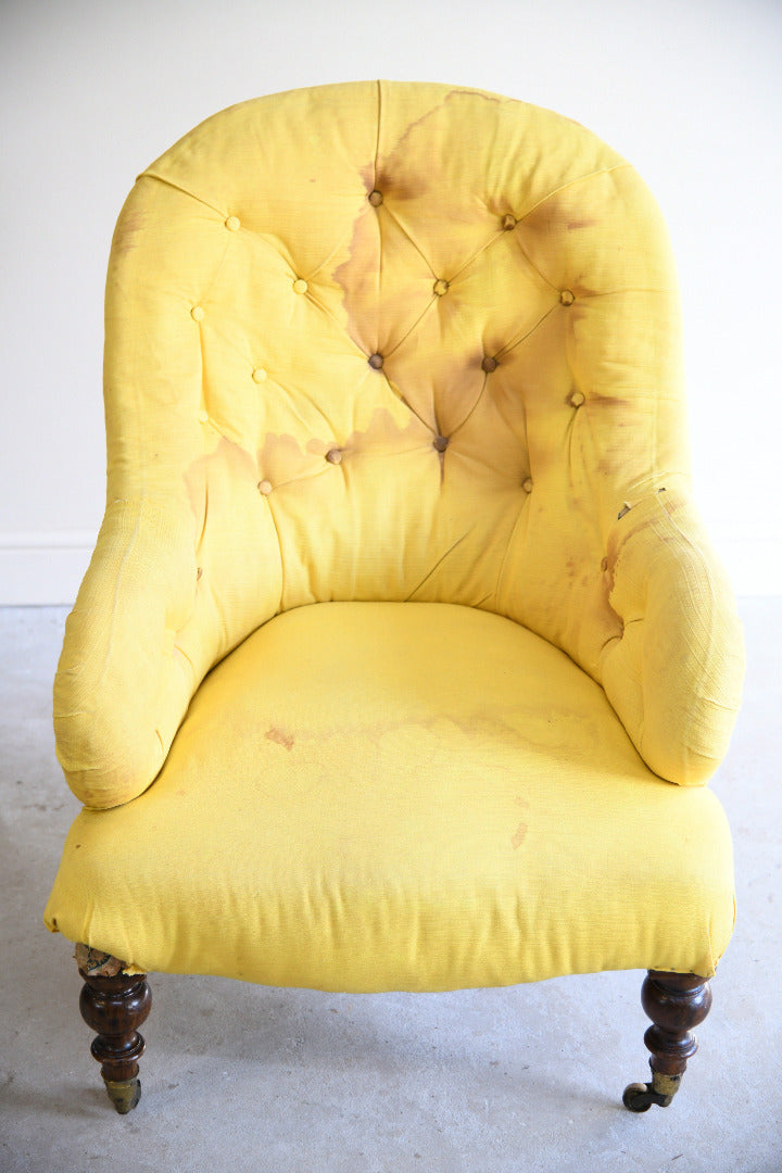 Victorian Button Back Armchair for Reupholstery