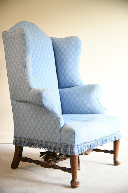 Antique Wingback Armchair for Reupholstery