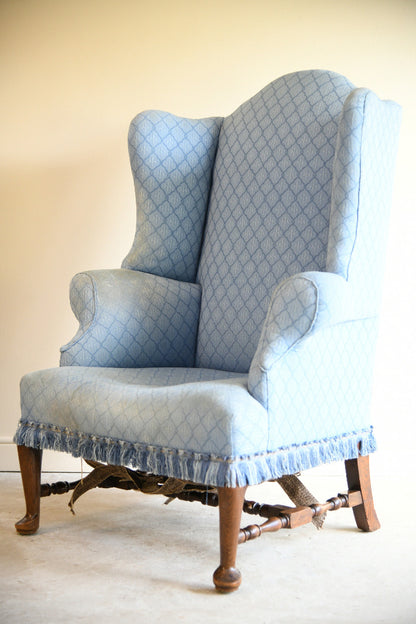 Antique Wingback Armchair for Reupholstery