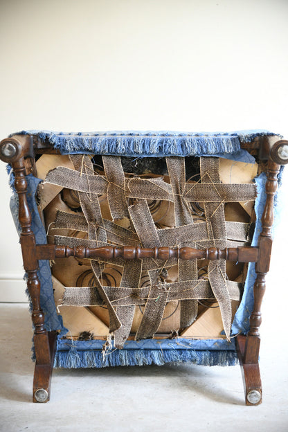Antique Wingback Armchair for Reupholstery
