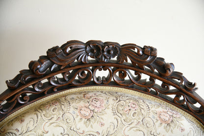 Victorian Rosewood Open Armchair with Pierced Carved Crest