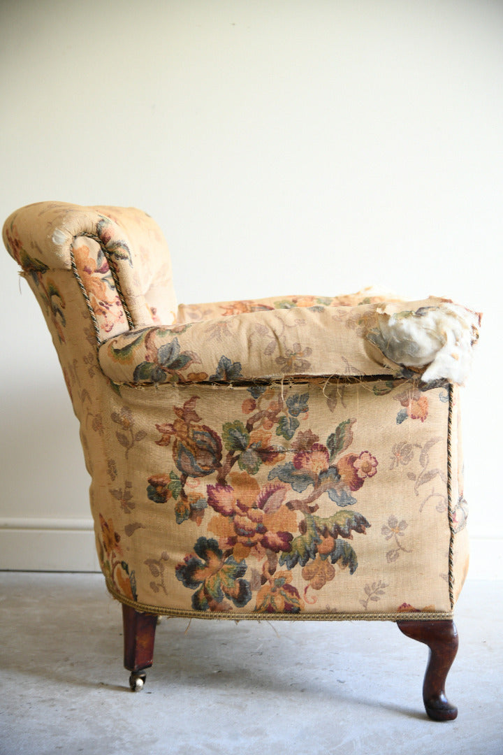 Victorian Floral Upholstered Armchair for Reupholstery