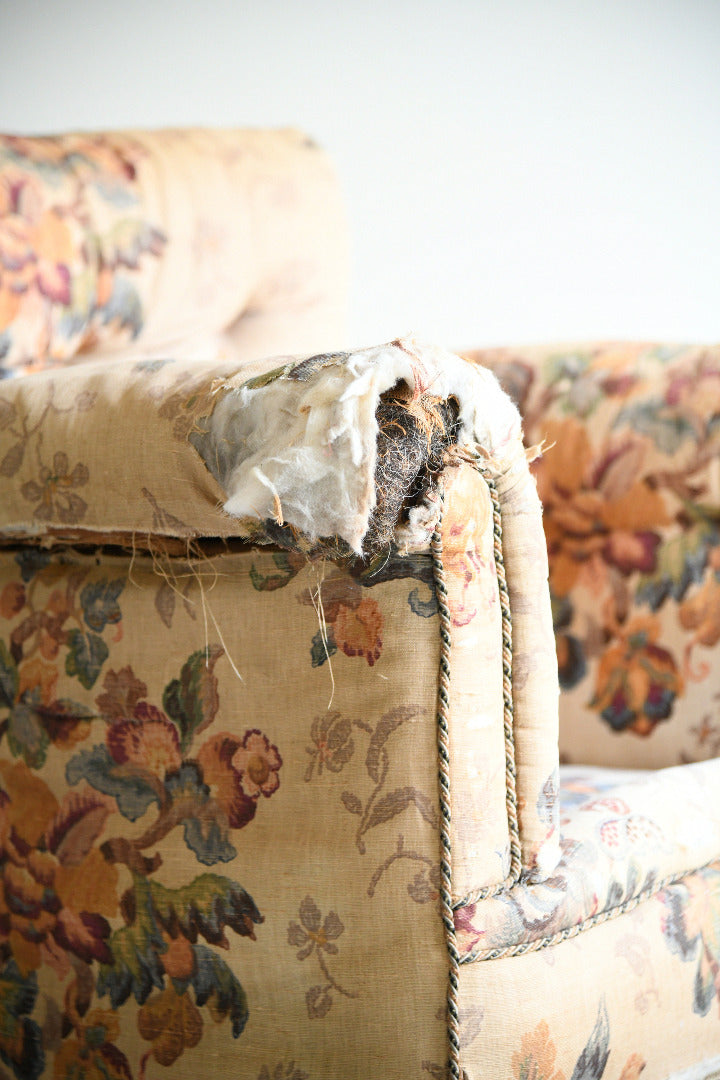 Victorian Floral Upholstered Armchair for Reupholstery