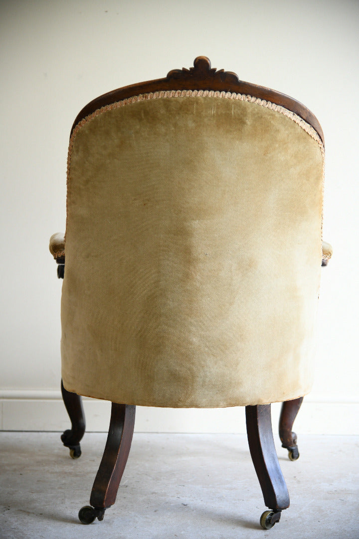 Victorian Walnut Open Armchair for Reupholstery