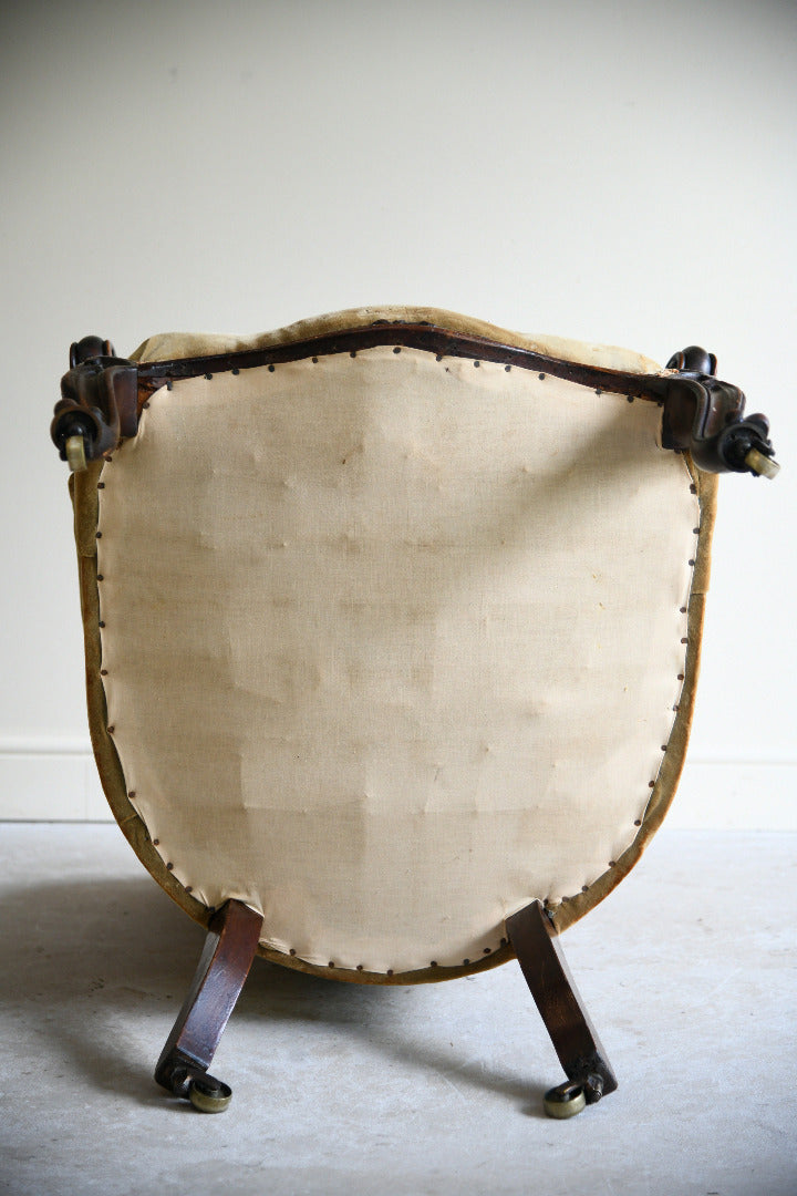 Victorian Walnut Open Armchair for Reupholstery
