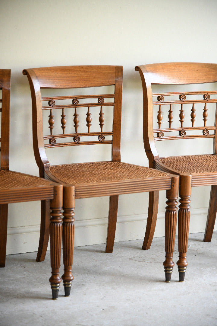 Set of Six Anglo Indian Style Cane Dining Chairs 4 Chairs & 2 Carvers
