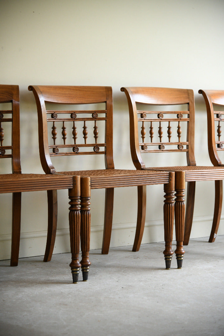 Set of Six Anglo Indian Style Cane Dining Chairs 4 Chairs & 2 Carvers