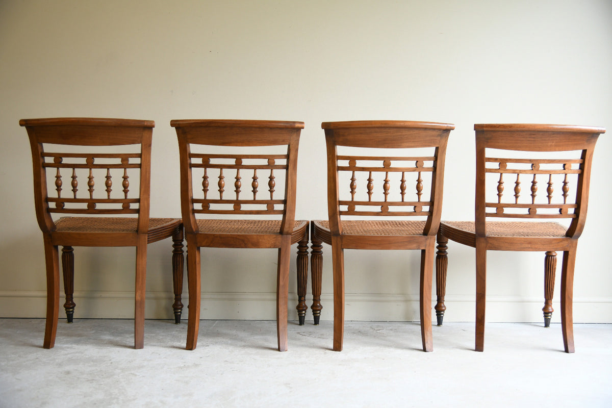 Set of Six Anglo Indian Style Cane Dining Chairs 4 Chairs & 2 Carvers