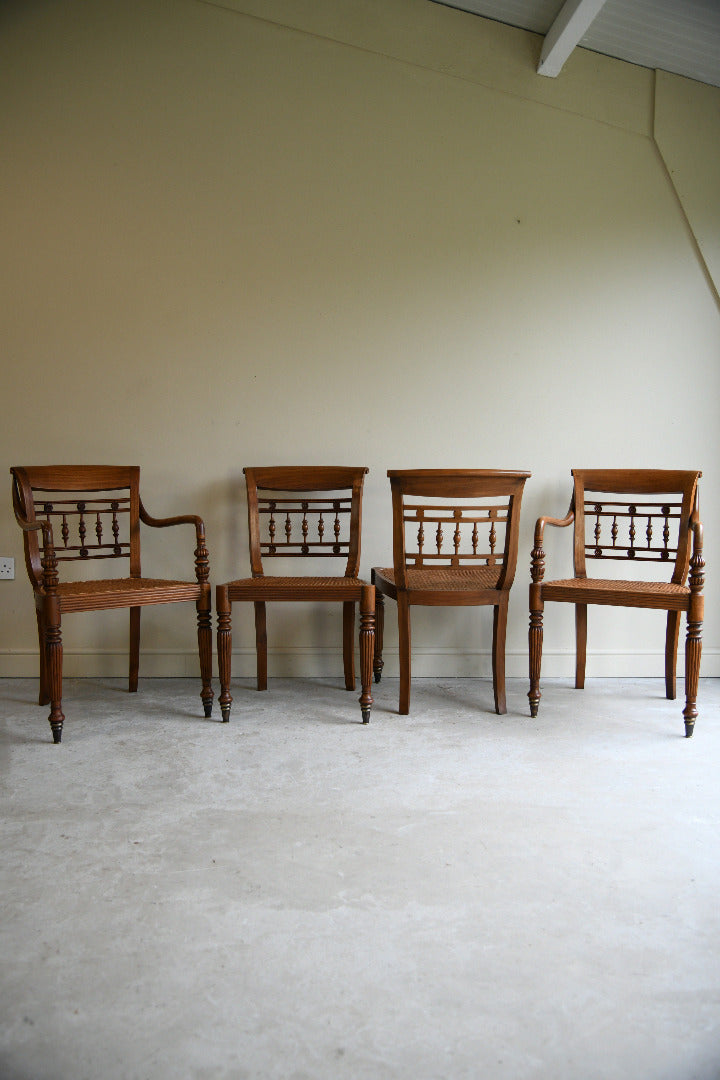 Set of Six Anglo Indian Style Cane Dining Chairs 4 Chairs & 2 Carvers
