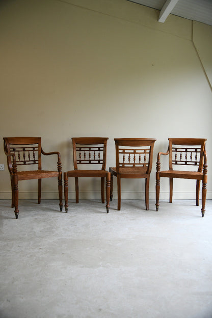Set of Six Anglo Indian Style Cane Dining Chairs 4 Chairs & 2 Carvers