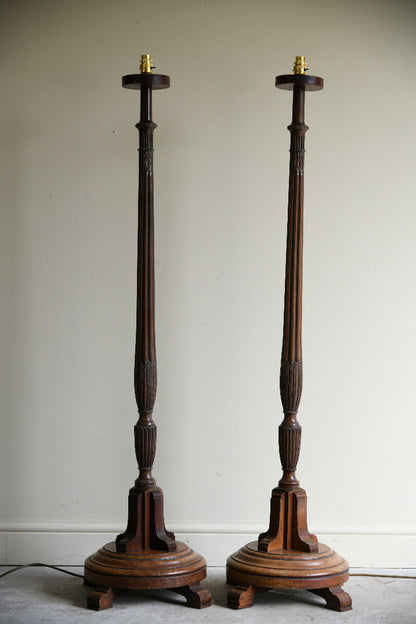 Pair of Mahogany Hepplewhite Style Floor Lamps