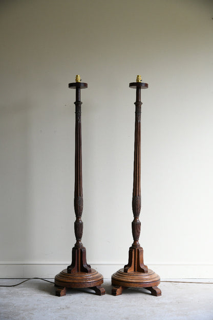 Pair of Mahogany Hepplewhite Style Floor Lamps