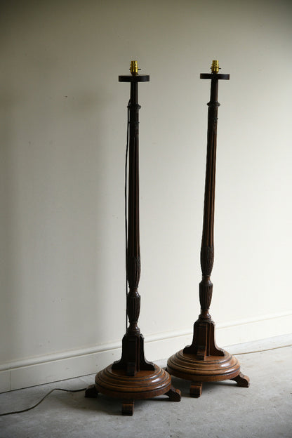 Pair of Mahogany Hepplewhite Style Floor Lamps