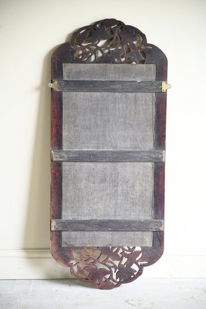 Large Carved Hardwood Wall Mirror with Floral & Bird Detail