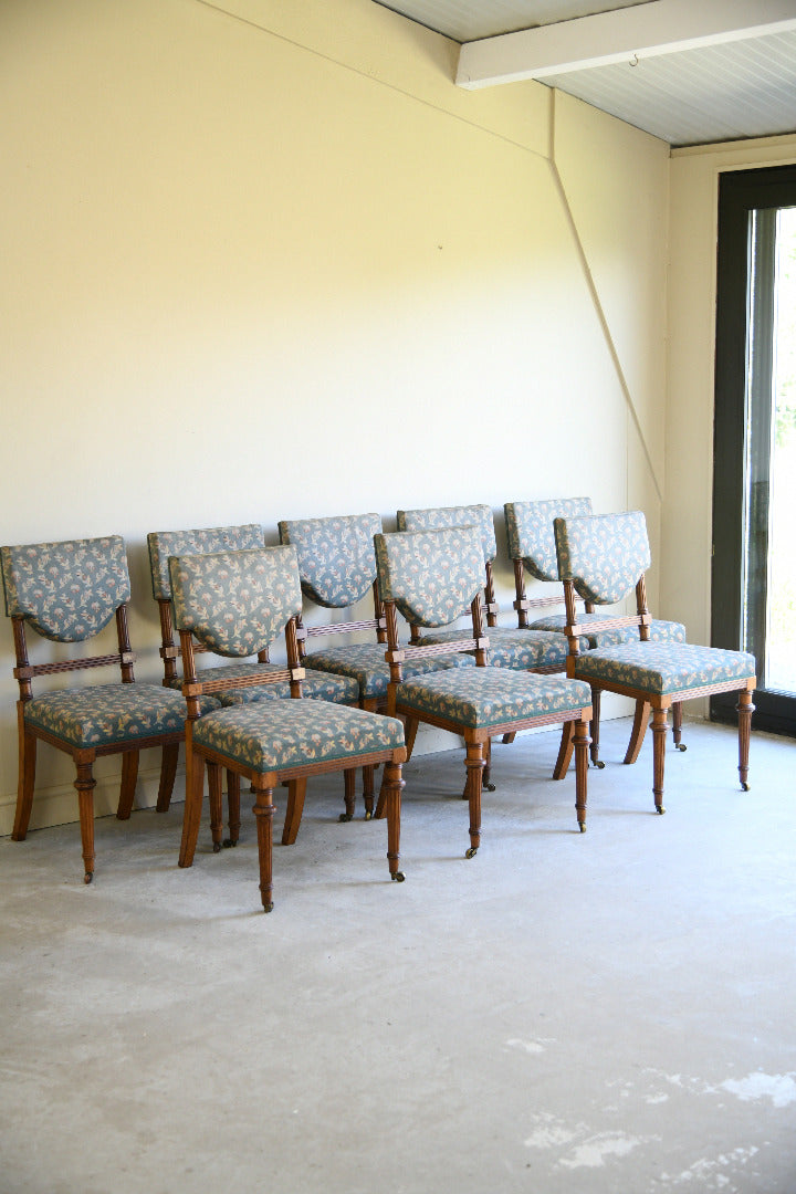 Seven Edwardian Oak Upholstered Dining Chairs