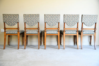 Seven Edwardian Oak Upholstered Dining Chairs