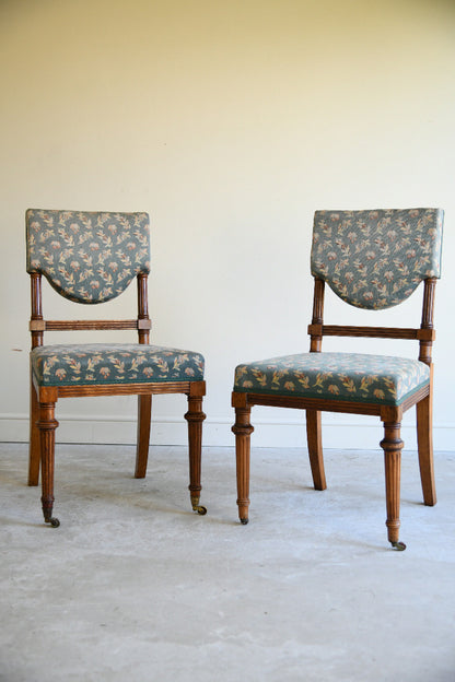 Seven Edwardian Oak Upholstered Dining Chairs