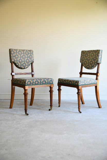 Seven Edwardian Oak Upholstered Dining Chairs