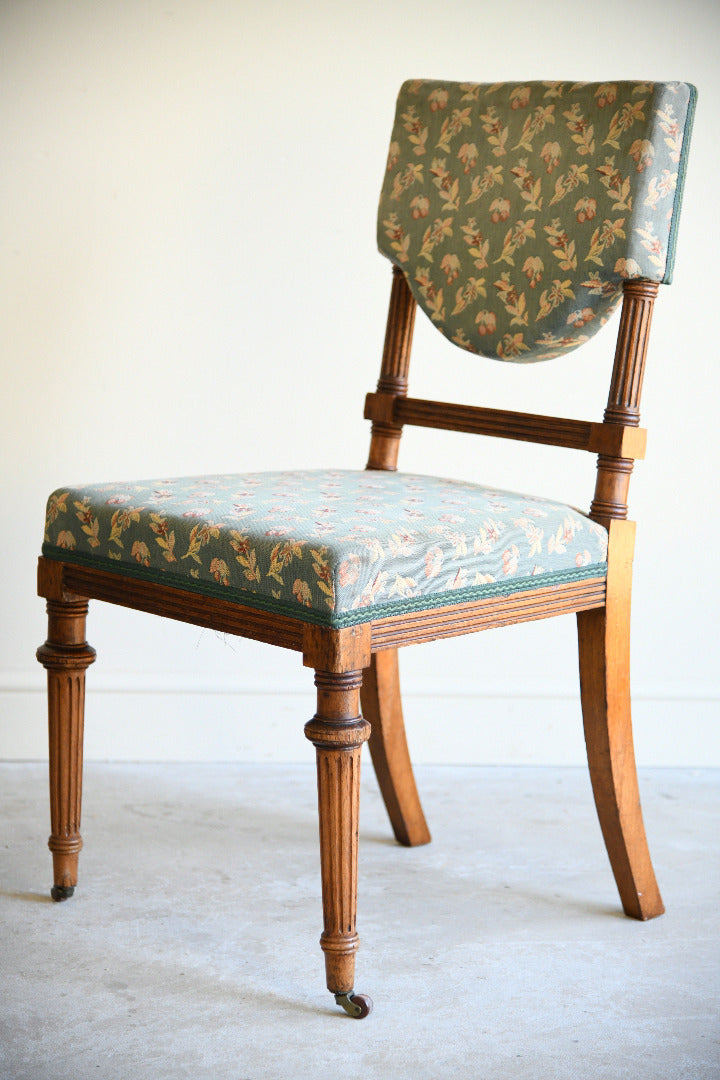 Seven Edwardian Oak Upholstered Dining Chairs