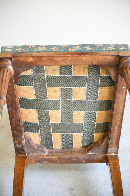 Seven Edwardian Oak Upholstered Dining Chairs