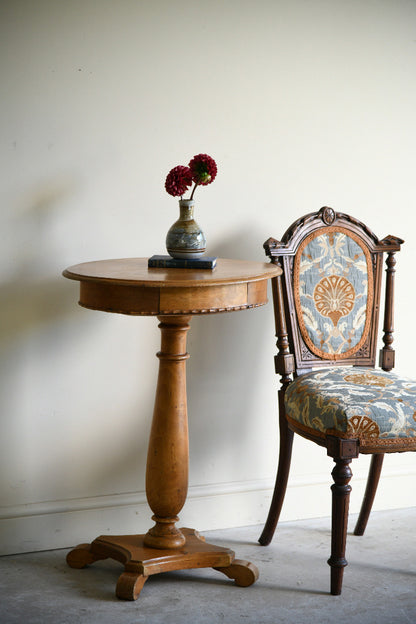 Antique Pine Oval Occasional Table with Drawer