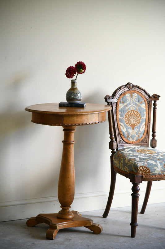 Antique Pine Oval Occasional Table with Drawer