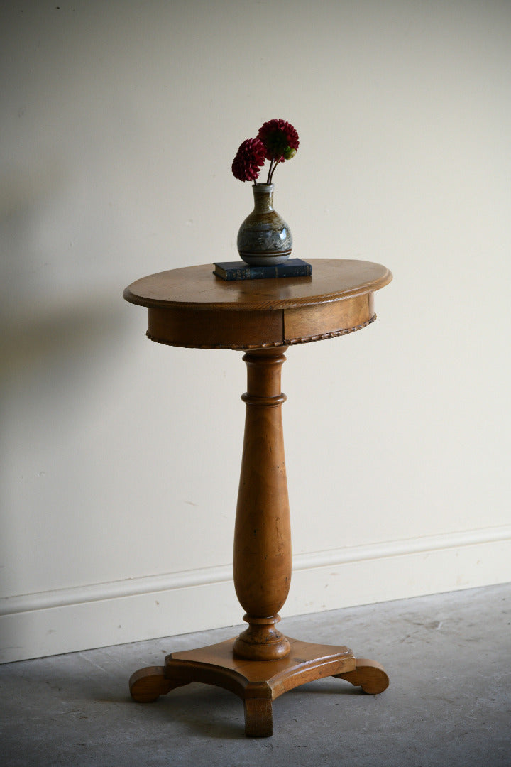 Antique Pine Oval Occasional Table with Drawer
