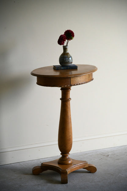 Antique Pine Oval Occasional Table with Drawer